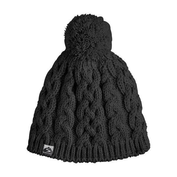 Women's Freeze Baby Fleece-Lined Cable Knit Pom Hat