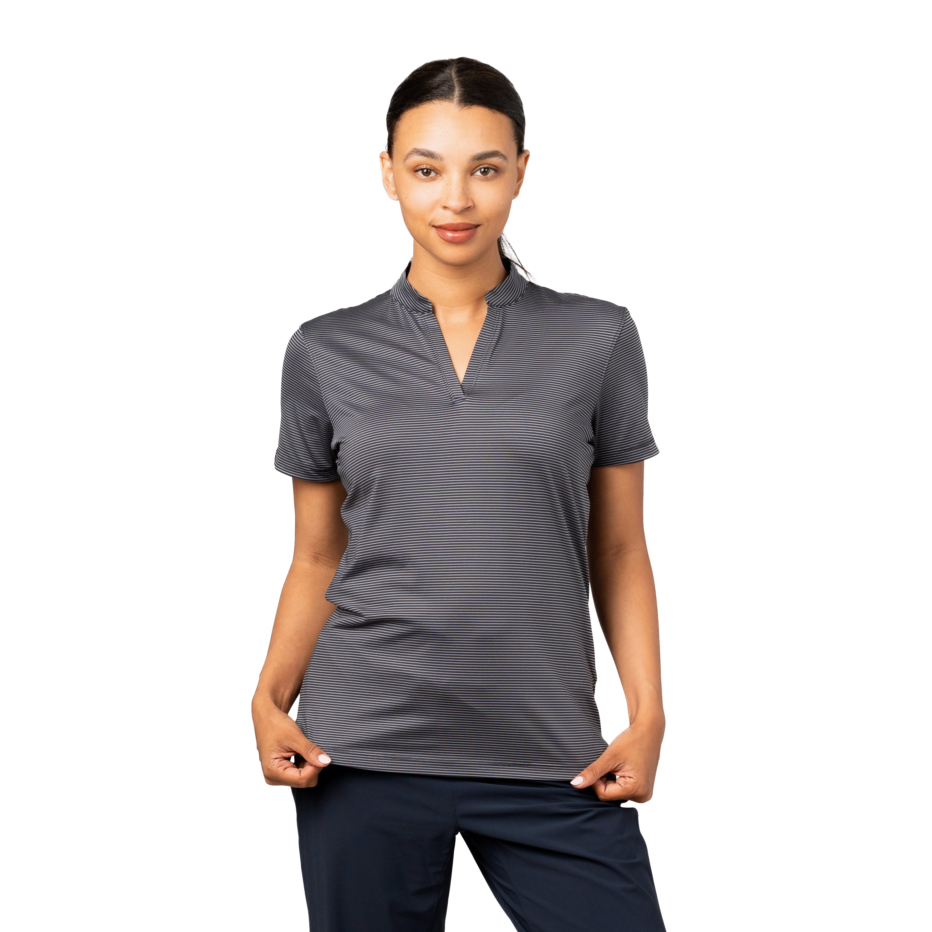 トップス Tony Montana polo Yoko S Women's Optimist II Microstripe Short Sleeve Polo – Storm Creek