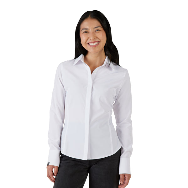 Women's Executive 4-Way Stretch Solid Button Up