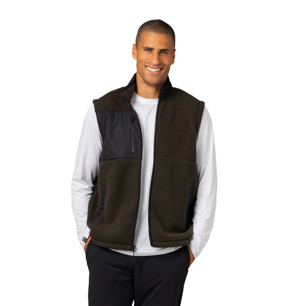 Men's Warm Up Colorblock Sherpa Fleece Vest