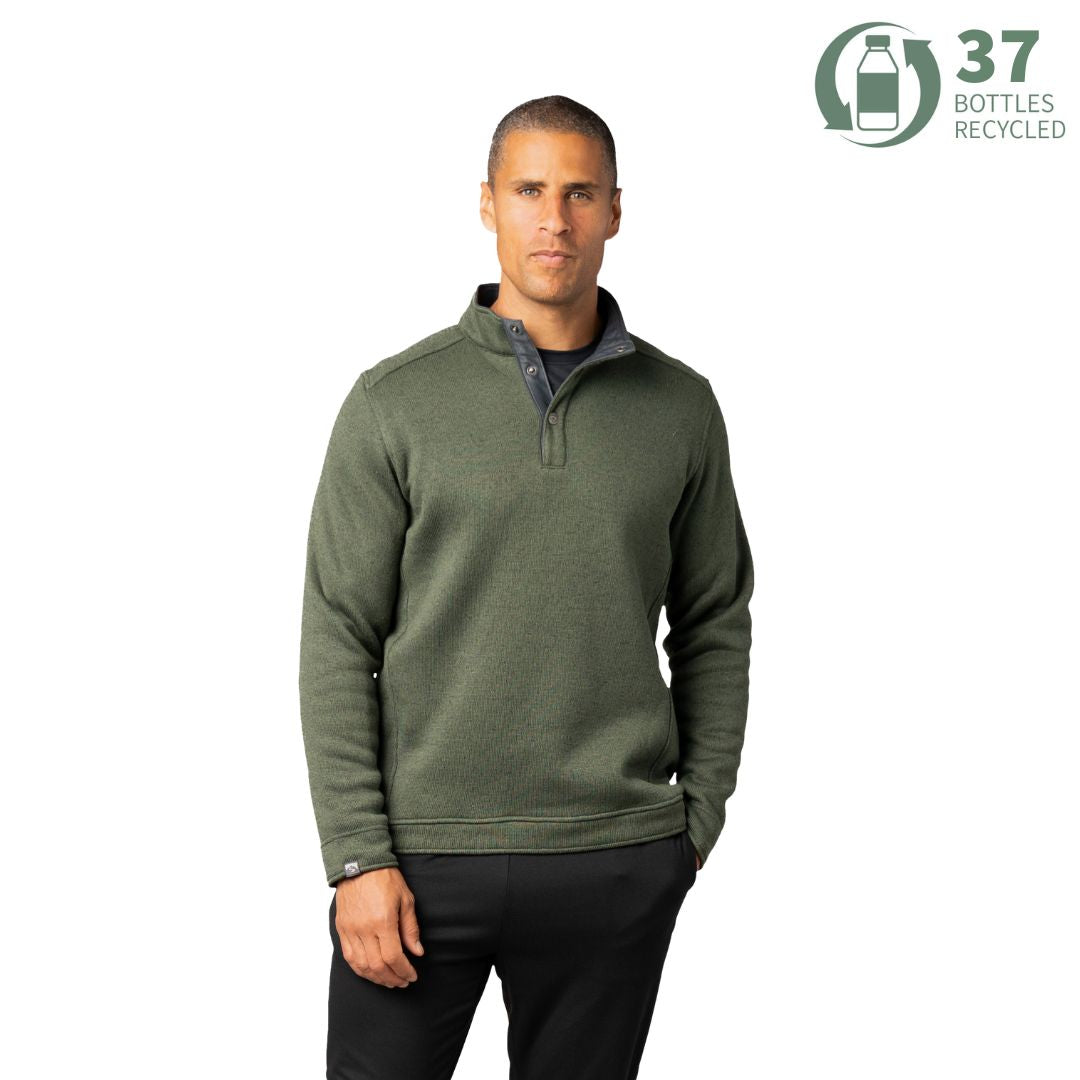 【Rough&Swell】 メンズ コットン Vネック セーター オリーブ XL Men's Overachiever Sweaterfleece Pullover – Storm Creek