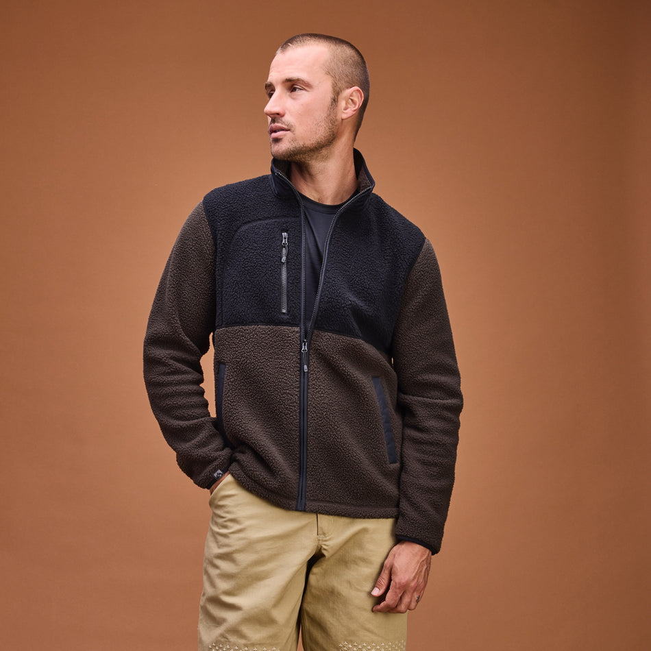 Men's Warm Up Colorblock Sherpa Fleece Jacket